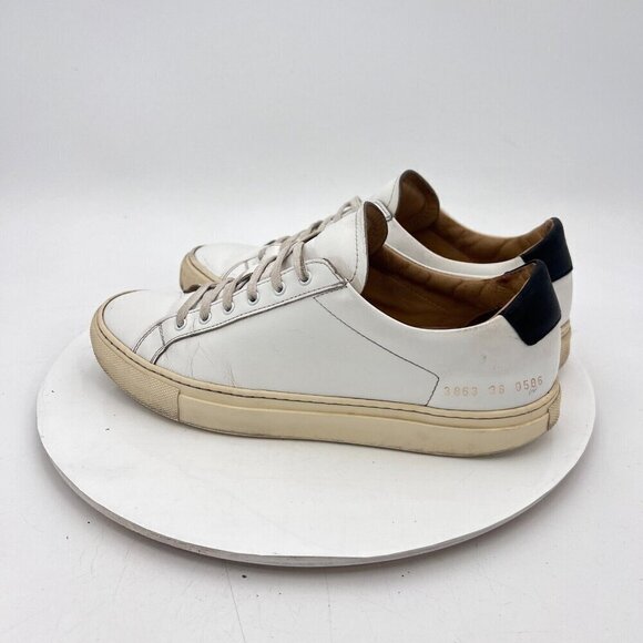 Woman By Common Projects Achilles Women Size EU 38 US 8 White Leather Low Shoes - Picture 7 of 14